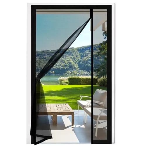 Fillis Magnet Fliegengitter Tür, 90x210cm Insektenschutz Balkontür aus Fiberglas Seitliche Öffnungs Fliegenvorhang Magnetvorhang Türvorhänge für Balkon Wohnzimmer Schlafzimmer Türen Terrassentür