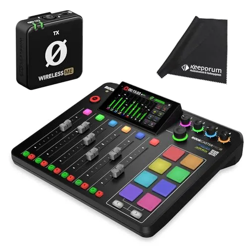 RØDE Rodecaster Pro II mit WIME-TX Mikrofon - Mischpult für Podcaster und Streamer mit intuitivem 5.5 Zoll Touchscreen, integrierten Effekten und Dual USB-Audio Interface. Perfekt für professionelle Audioproduktionen.