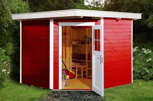weka Holz-Gartenhaus Angolo B Flachdach Schwedenrot 239 x 235 cm