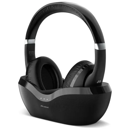 Meliconi 497338 Kopfhörer mit Bluetooth-Ladestation - Kopfhörer für TV mit kabelloser Reichweite von 10 m, integriertem Mikrofon und 75 Stunden Audiowiedergabe - ideal für ungestörtes Hören.