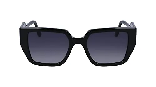 Karl Lagerfeld KL6098S Unisex-Sonnenbrille - Stylische Vollrand-Sonnenbrille für Herren und Damen | Schwarz mit grauen Gläsern, robustes Kunststoff-Gestell für hohen Tragekomfort