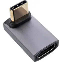 InLine® USB4 Adapter, USB-C Stecker/Buchse oben/unten gewinkelt, Aluminium, grau