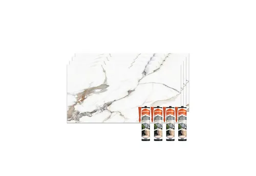 IZODEKOR 3D Wandpaneel IZODEKOR Wandverkleidung Marmoroptik 120x60cm Alternative zu Badfliese, Direkt auf Fliesen montierbar, fleckenabweisend