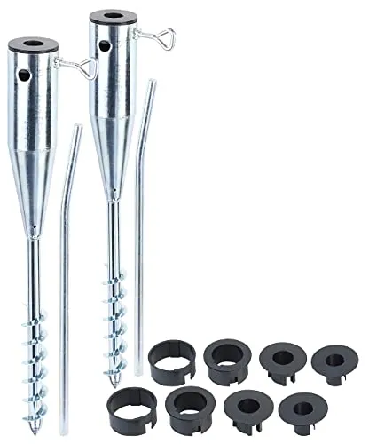 Royal Gardineer Bodenhülse Sonnenschirm: 2er-Set Universal Stahl-Sonnenschirmständer mit Bodendübel, Ø bis 66mm (Bodendübel für Sonnenschirm, Erdspieß)