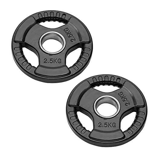 Olympische Hantelscheiben für Langhanteln und Kurzhanteln | Bumper Plates mit 50 mm Loch, gummierte Gewichtsscheiben von 2,5 kg bis 20 kg (2 Scheiben à 2,5 kg)