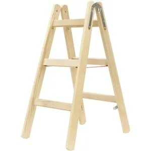 Hymer Holzsprossenstehleiter 2x3 Sprossen - Leitern aus Nadel- oder Schichtholz mit stabilen Buchenholz-Sprossen und integrierter Spreizsicherung für höchste Sicherheit. Ideal für Heimwerker und Profis.