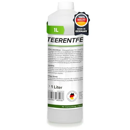 Flotex® Profi Teerentferner Auto - 1L I Teer Entferner für Auto, Wohnmobil, Werkzeuge & Mehr - Löst effektiv Rückstände von Teer, Bitumen, Öl & Fett I Bitumen Entferner, Baumharzentferner
