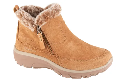Skechers Easy Going Cool Zip Stiefeletten Beige EU 36 - Wanderschuhe für Damen mit weichem Wildleder-Obermaterial, 3M® Scotchgard® Schutz und Skechers Air-Cooled Memory Foam® Innensohle für optimalen Komfort und Wärme an kalten Tagen.