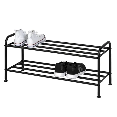 eluno offenes Schuhregal für 8 Paar Schuhe – modernes Design aus schwarzem Metall - Schuhablage mit großem Stauraum für bis zu 8 Paar Schuhe, höhenverstellbare Füße und ideales Industriedesign für jeden Wohnbereich.