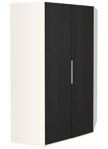 Eckschrank Level Eckkleiderschrank 120x120cm weiß Glasgrau 2-türig