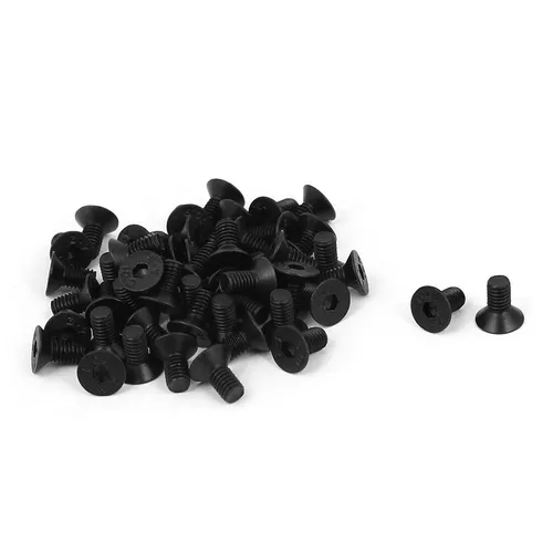 M3x6mm 10,9 Kohlenstoffstahl Senkkopf Sechskantschraube Schwarz 50 stücke