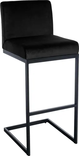 Deluke Barhocker Schwarz mit Samtbezug, 43x104x53 cm, stilvolles Barmöbel