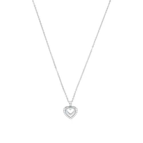 Amor Kette mit Herz-Anhänger aus 925 Sterling Silber - Kette für Damen mit funkelndem Zirkonia-Herz-Anhänger, 42 cm lang, kommt in edler Geschenkbox – das perfekte Geschenk für besondere Anlässe.