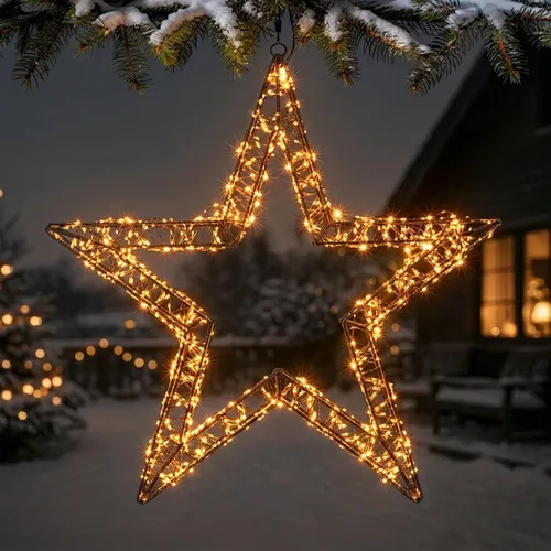 Spetebo LED-Dekofigur Metall Stern schwarz mit Twinkle Effekt