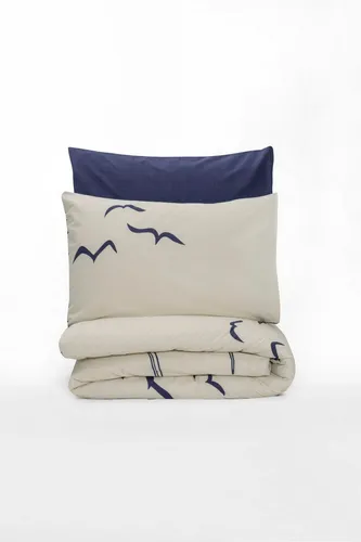 Ranforce Super King Bettwäsche Set - Dunkelblau & Weiß - Hochwertiges Bettwäsche-Set aus 100% Baumwolle, maschinenwaschbar bei 30 °C. Ideal für stilvolle Schlafzimmergestaltung mit großzügigen Abmessungen von 260 x 220 cm.