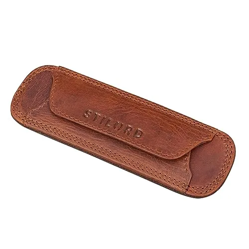 STILORD Schulterpolster Leder mit Druckknöpfen für Schultergurt Gurtpolster Gurtschutz gepolstert Polster Umhängetasche Echtleder Vintage, Farbe:Kara - Cognac