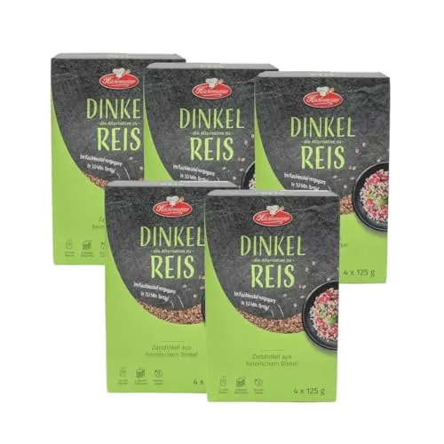 Bielmeier Küchenmeister Dinkelreis 5×500 g – vorgegart & ballaststoffreich – 2,5 kg gesunder Dinkelreis als leckere Alternative zu Reis für Bowls, Beilagen, Salate & warme Pfannengerichte