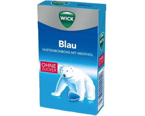 WICK Süßigkeit, WICK Blau Menthol Zuckerfreie Halsbonbons mit reinem Menthol 46g