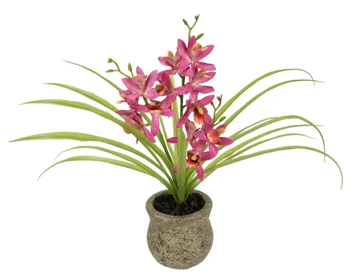 Kunstblume Kunstblume Schmetterling Orchidee mit Keramiktopf, I.GE.A., Höhe 38 cm, Mit Blätter Luftwurzeln Blume Kunstorchidee Phalaenopsis Kunstpflanze