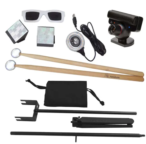 Aerodrums E-Drum Air-Drumming Schlagzeug mit Kamerastativ - E-Schlagzeuge: Spiel virtuell Schlagzeug wie am echten Set, lautlos und mobil mit hervorragender Klangqualität und flexibler Kamerahöhenanpassung.