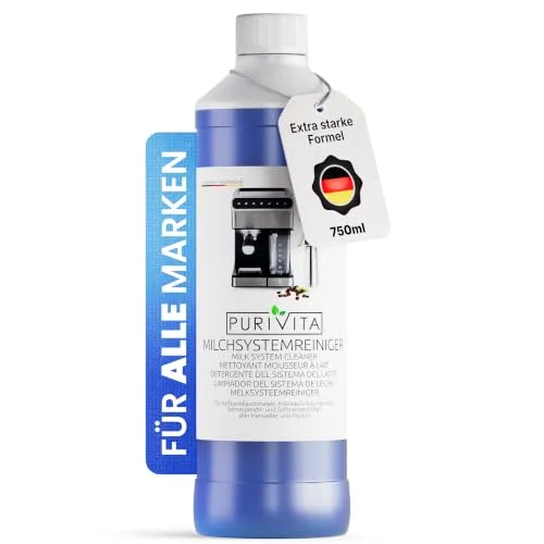 PURIVITA® Milchsystemreiniger Kaffeevollautomat Milchschaumreiniger, 750ml | Für Milchaufschäumer, Milchdüsen, Softeismaschinen und Sahnespender, entfernt Milchreste und Ablagerungen
