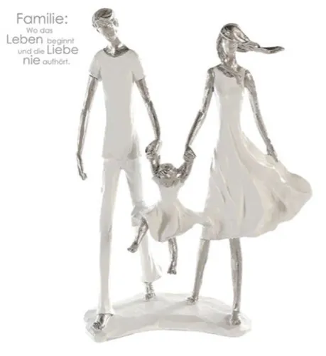 Casablanca Skulptur Family weiß silber - Moderne Skulptur aus Kunststein, die Familie und Liebe symbolisiert – ein perfektes Dekorationsstück für Ihr Zuhause.