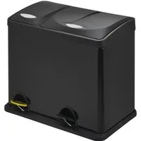 SVITA TC2Combo26 Küchen-Eimer - 26L Abfalleimer in Schwarz, 2er-Mülleimer mit Tretmechanismus für umweltgerechte Mülltrennung