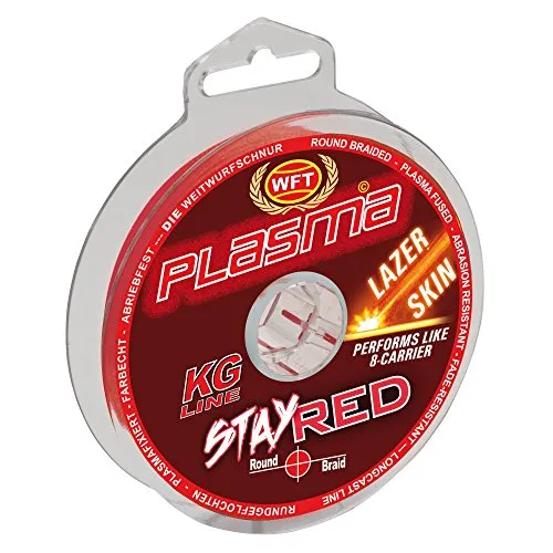 WFT Plasma Stay Red Lazer Skin 150m - Geflochtene Angelschnur zum Spinnfischen & Meeresangeln, Geflechtschnur, Schnur zum Angeln, Durchmesser/Tragkraft:0.08mm / 8kg Tragkraft