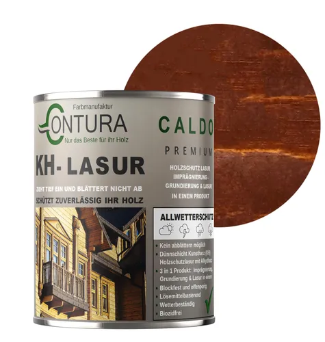 Contura KH Lasur 2,5Liter 3in1 Holzlasur Holzschutzlasur UV- Holzschutz Holzöl Dünnschichtlasur - R08012 Mahagoni