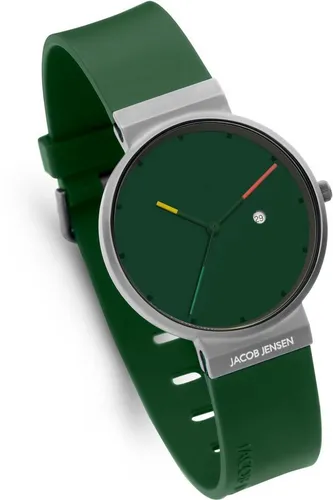 Jacob Jensen Titanuhr Designuhr Kautschukband TITANIUM ⌀36mm Quarz Armbanduhren, farbige Zeiger