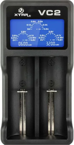VC2 2-Schacht USB-Ladegerät Micro USB-Eingang, LC-Display von VC2