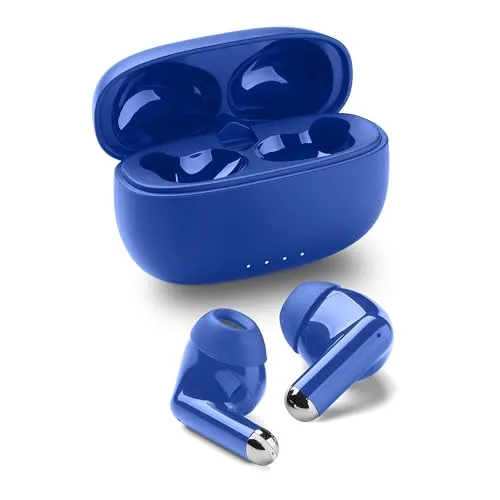 Music Sound Drift Bluetooth In-Ear-Kopfhörer kabellos mit kompaktem, farbenfrohem Case, Auto-Pairing, Touch-Steuerung, bis zu 22 Stunden Wiedergabezeit, blau