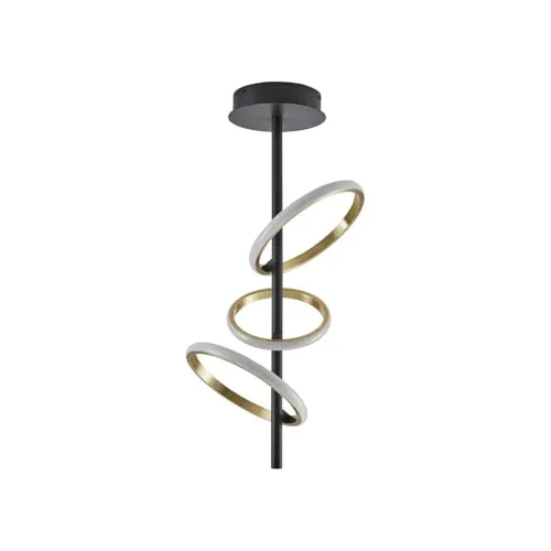 Lucande Deckenleuchten Madu - LED Deckenlampe mit elegantem Design - Moderne LED-Deckenleuchte Madu aus Metall in Schwarz mit drei ringförmigen Licht-Elementen, energiesparend und ideal für stilvolle Wohnräume.