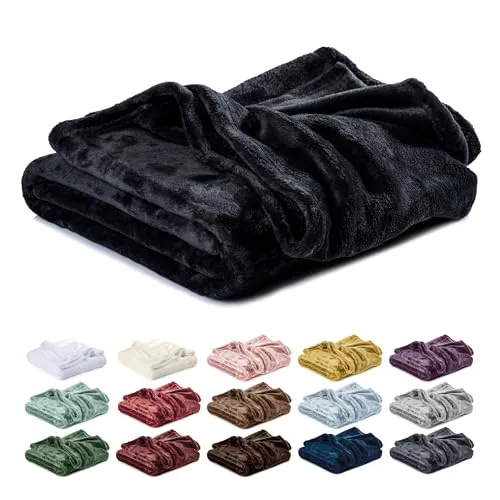 Lavea® Mikrofaser Kuscheldecke in Schwarz, 180x220 cm – Flauschig und pflegeleicht