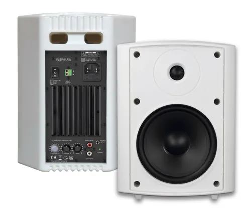 VivoLink Aktivlautsprecher-Set in Weiß - PC-Lautsprecher mit 50W RMS-Leistung und elegantem Design, ideal für klaren Sound und platzsparende Nutzung.