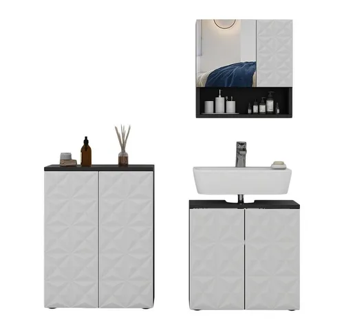 Vicco Badmöbel-Set Edge, Schwarz/Weiß, 3 Teile von Vicco