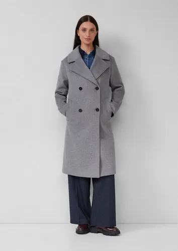 s.Oliver RED LABEL Relaxed Fit Mantel in Hellgrau Melange, Größe 42 - Legerer Damenmantel mit Woll-Anteil, ideal für kühlere Tage. Praktische Taschen und ein klassischer Reverskragen bieten Komfort und Stil.