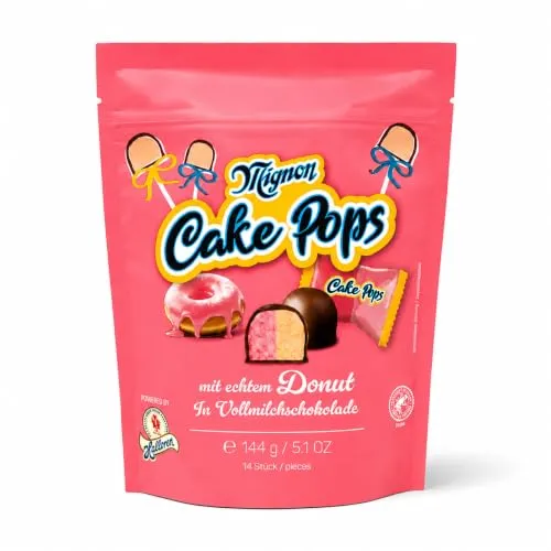 Halloren Cake Pops Donut – Schoko-Kugeln mit Donut-Kuchen-Füllung in Vollmilchschokolade, 144g (14 Stück)