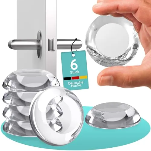 Türstopper Wand selbstklebend Transparent [6 Stück] – Extra große 50mm Gummipuffer & Türklinkenpuffer, Stoßdämpfende Silikon Wandpuffer, Wandschutz für Türklinke & Türanschlag