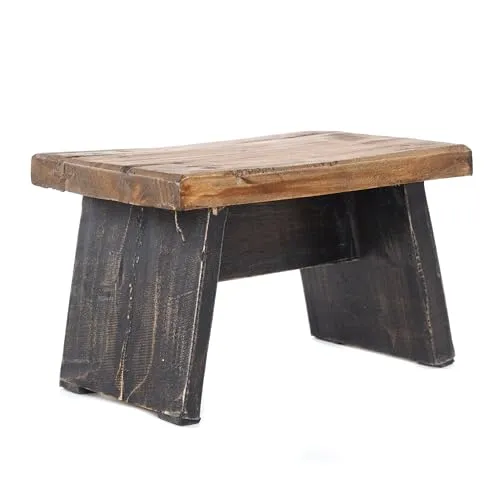 DESIGN DELIGHTS NOSTALGISCHER FUSSHOCKER SCHEMEL | Shabby Holzhocker aus Recyclingholz - Hocker fürs Kinderzimmer, rustikal und vielseitig einsetzbar, ideal zum Füße hochlegen oder als Dekoration. Handgefertigt aus 100% Recyclingholz, mit einzigartigem Charakter.