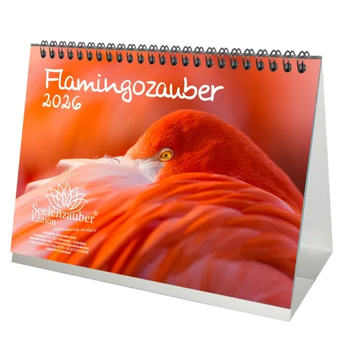 Flamingozauber DIN A5 Tischkalender für 2026 Flamingo - Seelenzauber