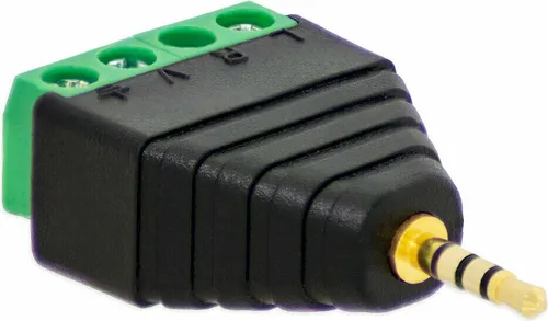 1x Klinken Stecker 2,5 mm Adapter > Terminal Block 4-Pin Schraub Klemmen Vergoldet