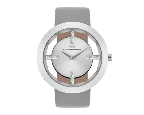 Rhodenwald & Söhne Quarzuhr Lucrezia grau aus Edelstahl - Elegante Armbanduhr aus Edelstahl, wasserdicht bis 3 bar, mit grauem Echtlederarmband und silbernem Zifferblatt – perfekt für jeden Anlass.