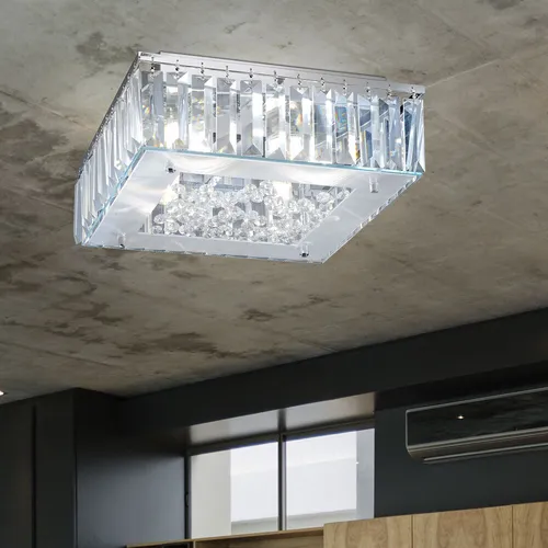 Kristall-Deckenlampe 4-flammig in Chrom mit warmweißem LED-Licht