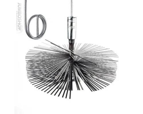 HOLZBRINK Drahtbürste Kaminbesen mit Flexstange – 2-teiliges Set - Aschesauger Set für die effektive Reinigung von Kamin und Schornstein. Sparen Sie Schornsteinfegerkosten mit dem hochwertigen Federstahlbesen und der praktischen Flexstange.