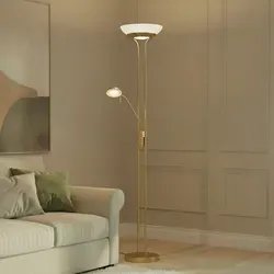 Lindby Stehlampe Yveta, LED, Metall, Gold/Messing in gold von Lindby