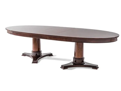 Eleganter ovaler Esstisch mit ausziehbaren Tischplatten - Moderner Esstisch aus Holz in Braun, ausziehbar von 240 cm auf 290 cm. Ideal für gesellige Runden im Wohnzimmer. Hochwertige Verarbeitung und 2 Jahre Herstellergarantie.