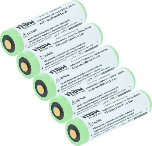 vhbw 5x Akku kompatibel mit Fenix TK35, TK15 Taschenlampe Kopflampe (3 Ah, 3,7 V, Li-Ion)