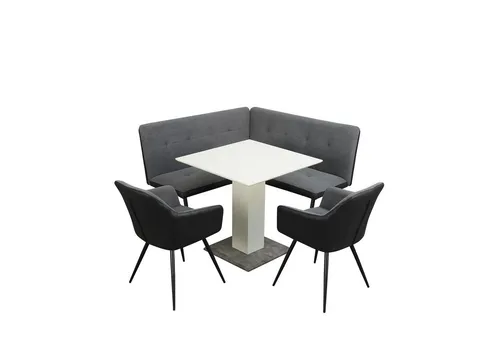 HTI-Living Eckbankgruppe Joschka, 4-tlg. Anthrazit/Grau/Weiß - Eckbankgruppe Joschka, 4-teilig, ideal für gemütliche Essbereiche. Inklusive Esstisch, Eckbank und 2 Stühlen, aus pflegeleichtem Polyester.