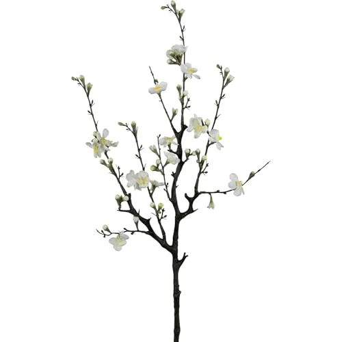 Kirschblütenzweig/AST 75x30cm weiß GA, Kirschblüten Zweig Deko Äste, Kunstblumen wie echt, künstliche Blumen Kirschblüte Seidenblumen Kunstpflanze Zweige, Home Deko Dekoration Tischdeko